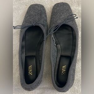 Zara Women's Grey Felt Ballet Flats | Sz 39